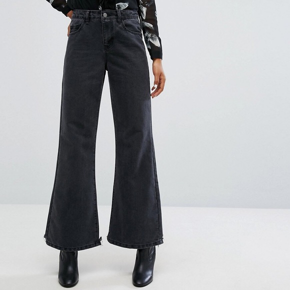 ASOS Denim - NWT Noisy May Flare High Rise Jean Washed Black 27